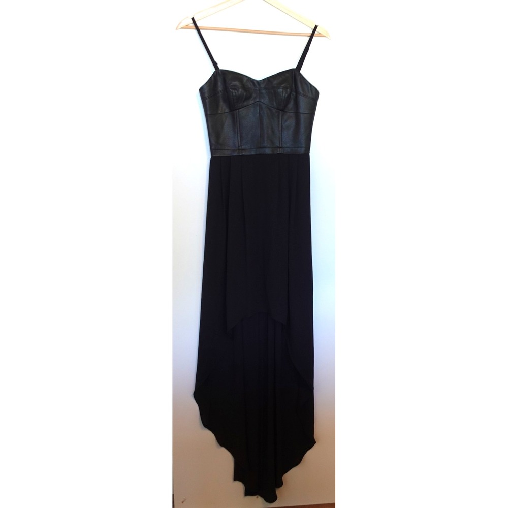 Bcbg Maxazria Faux Leather Corset Maxi Dress XXS Black Leandra High Low Goth NWT - Picture 2 of 12